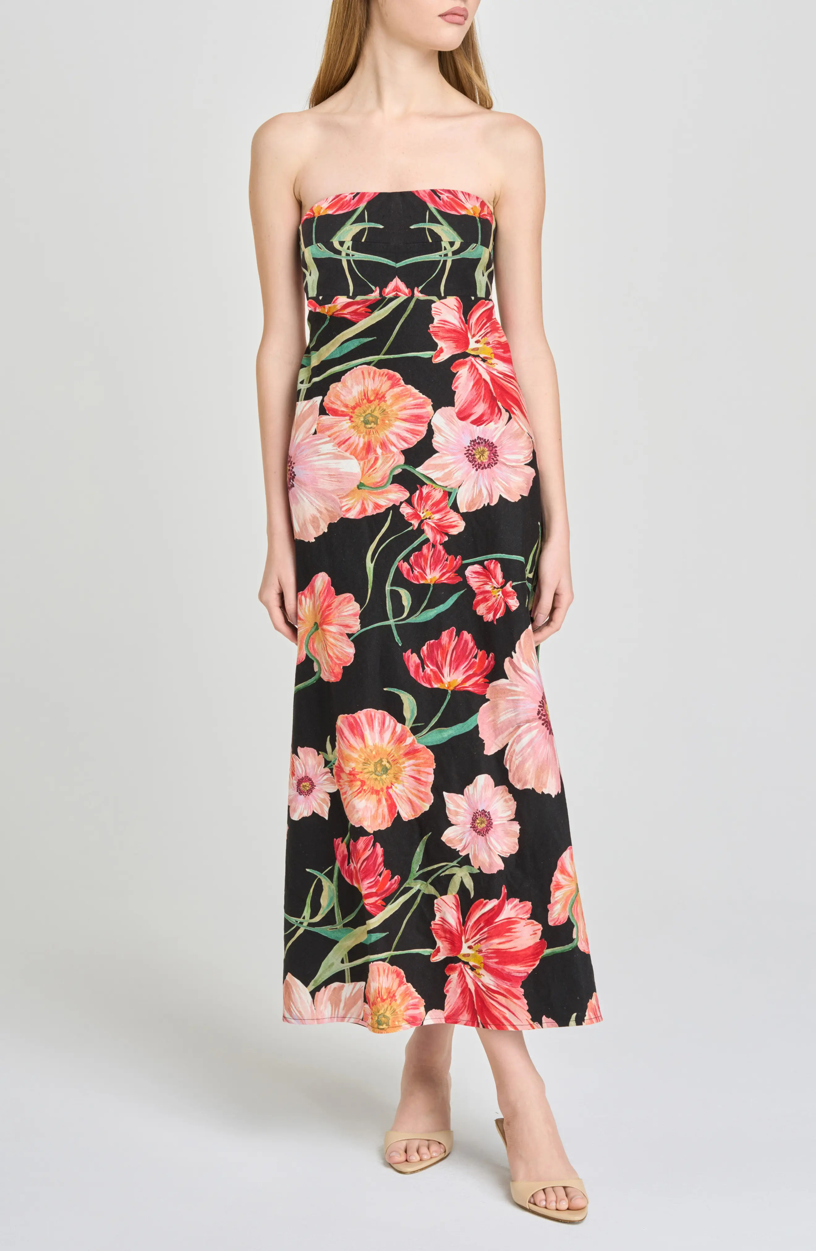 WAYF All Yours Floral Strapless Midi Dress (Women) | Nordstrom | Nordstrom