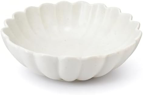 10.5\u201d Large Ruffle Scalloped Fluted Bowl for Kitchen Counter, White Ceramic Flower Shaped De... | Amazon (US)