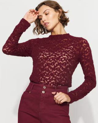 Textured Lace Mockneck Top | White House Black Market