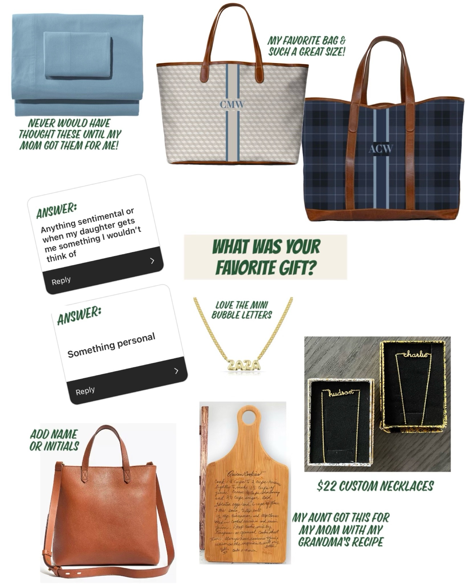 Favorite gifts to receive 
Personalized gifts, gifts for parents, gifts for in-laws 

#LTKHoliday