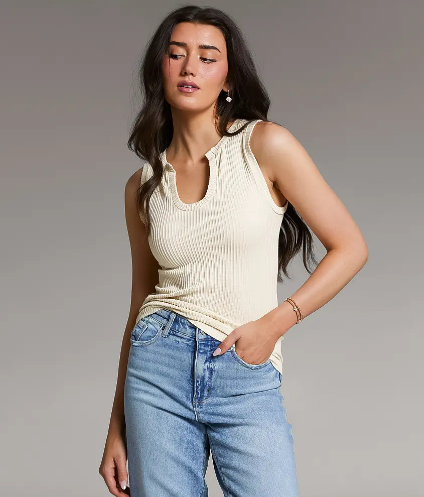 Textured Notch Neck Tank Top | Buckle