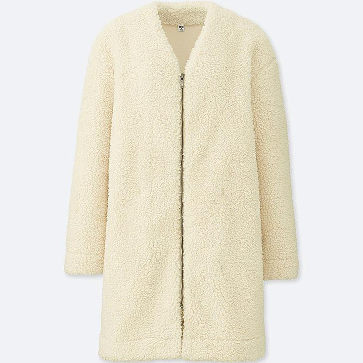 UNIQLO Women's Fluffy Fleece Long-sleeve Coat, Natural, XXS | UNIQLO (US)