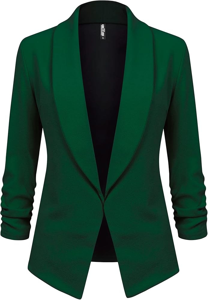 Lock and Love Women 3/4 Sleeve Blazer Open Front Cardigan Jacket Work Office Blazer | Amazon (US)