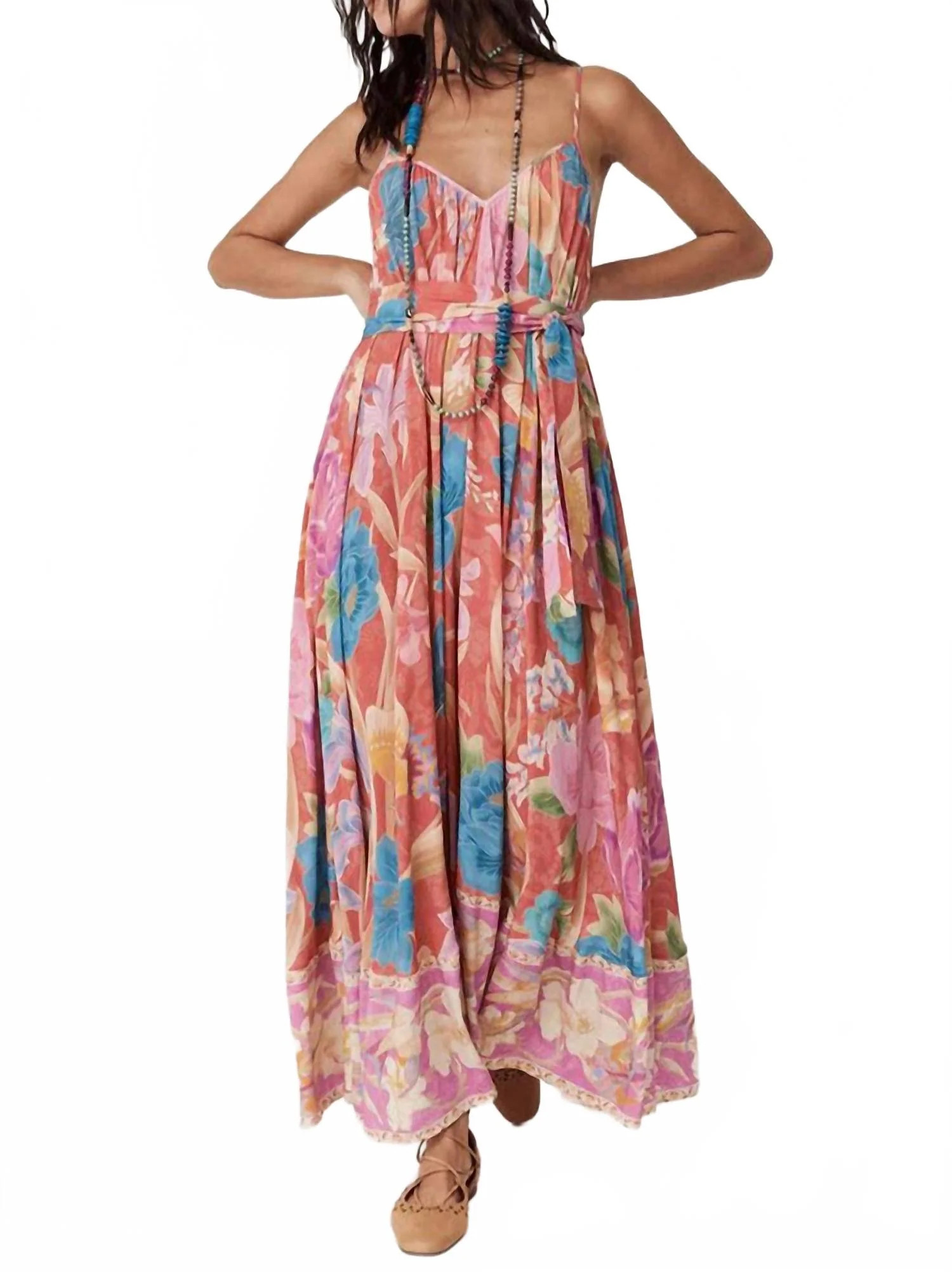 Painters Garden Strappy Maxi Dress In Crimson | Shop Simon
