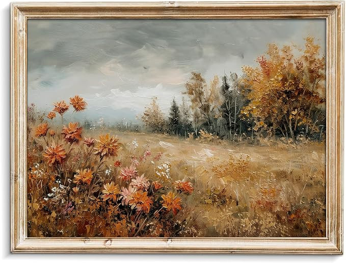 uniro Vintage Fall Landscape Wall Art, Wildflower Fall Canvas Art Print, Rustic Farmhouse Wall De... | Amazon (US)