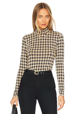 Sanctuary Slinky Mock Turtleneck Top in Java Houndstooth from Revolve.com | Revolve Clothing (Global)