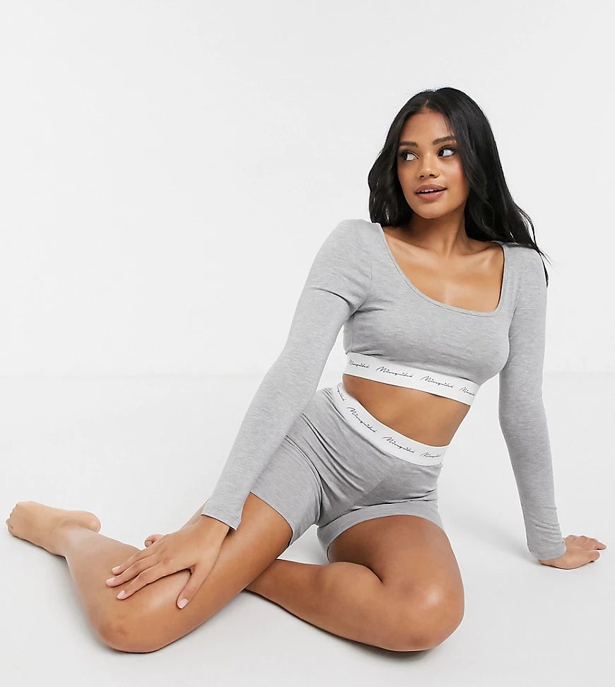 Missguided co-ord lounge set with script detail in grey | ASOS (Global)