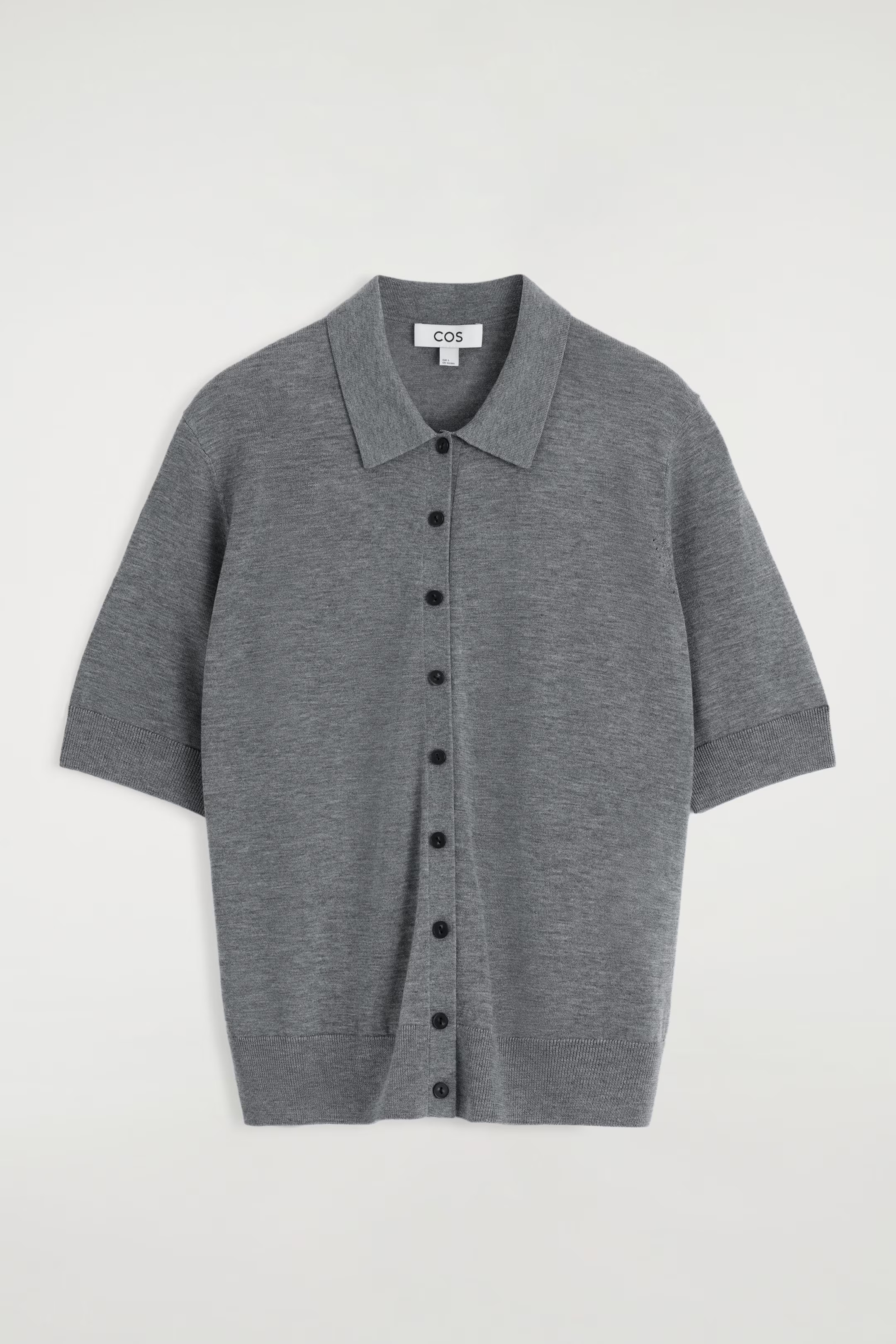MERINO WOOL-BLEND POLO CARDIGAN - GREY MÉLANGE | COS AU | COS (AU)