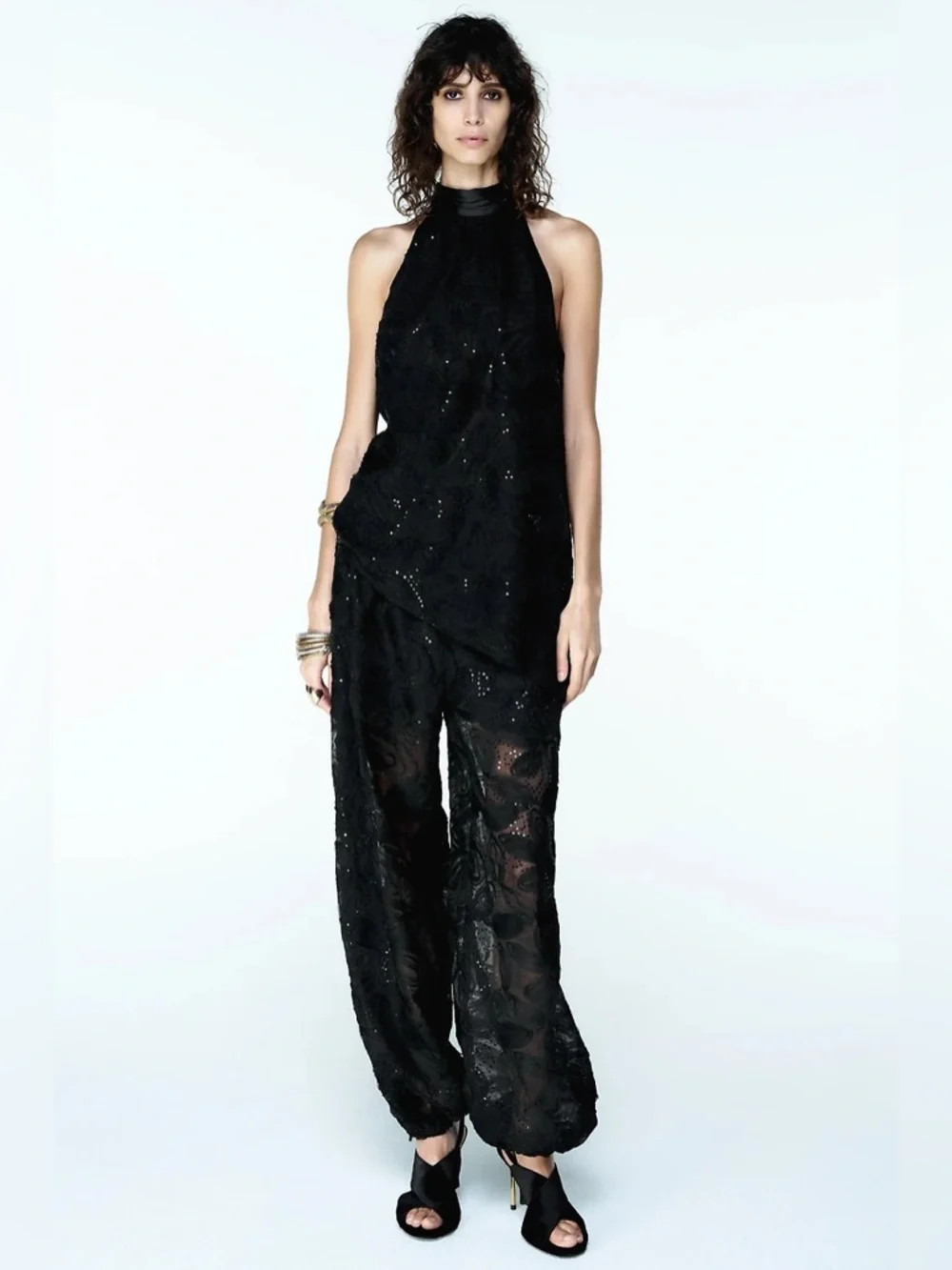 NWOT Zara Woman Bloggers Fav Textured SEQUINED BALLOON PANTS Black Size M Medium | Poshmark