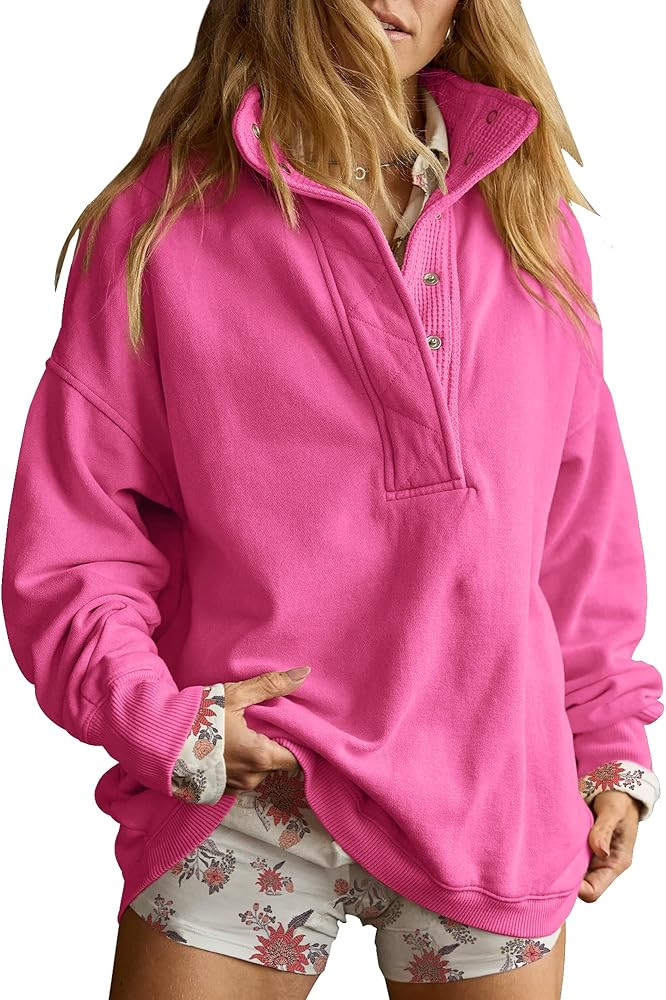 Gacaky Sweatshirt for Women Oversized Casual Long Sleeve Button Henley Neck Pullover Tops Fashion... | Amazon (US)