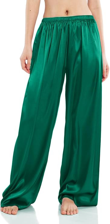 Wantschun Womens Wide Leg Pajama Pants Satin Silk Casual Loose Elastic Waist Lounge Pants Pj Bott... | Amazon (US)