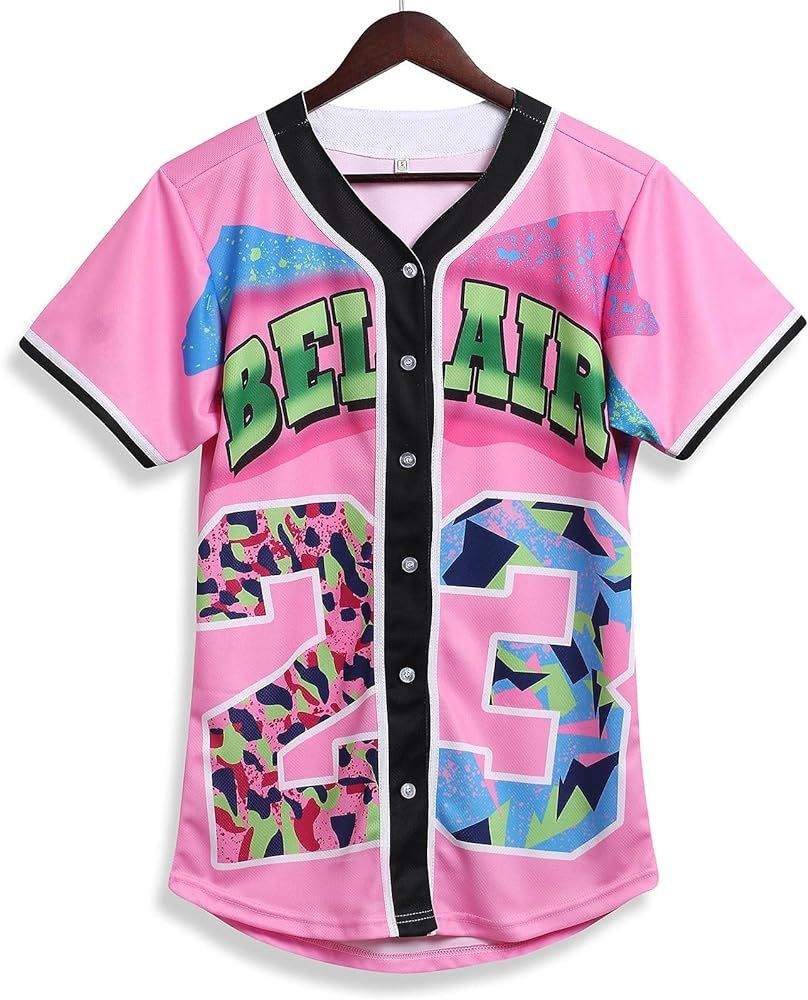 Amzdest Bel Air Baseball Jersey 90s Clothing for Women, Unisex Hip Hop Outfit for Party, Gift for Th | Amazon (US)