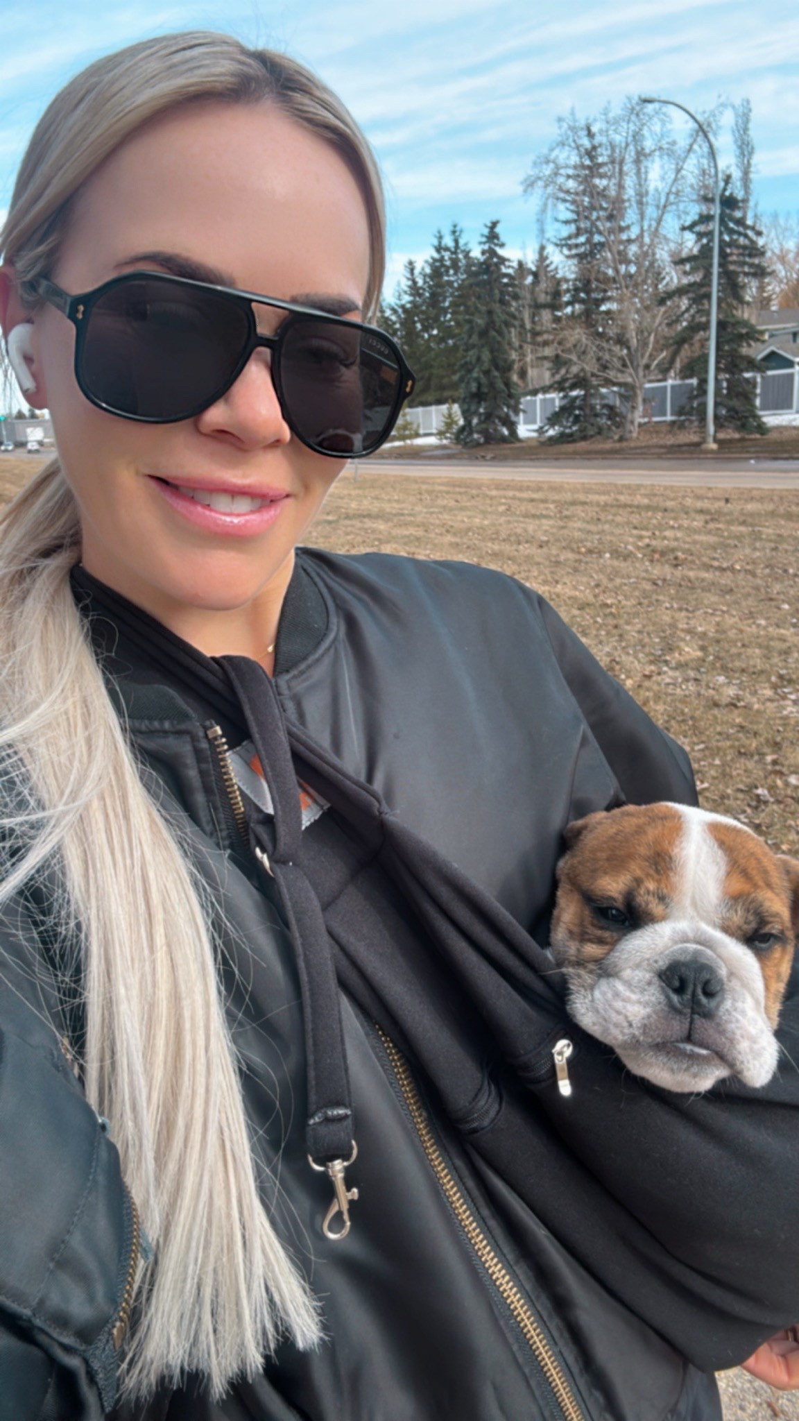 “Walking” with my boo 🥰 Love his puppy carrier! Has come in so handy. 

#LTKspring #LTKpets #LTKcanada