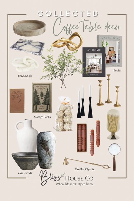 Curated coffee table 

Candles, vases, decor, tray, books 

#LTKhome #LTKstyletip