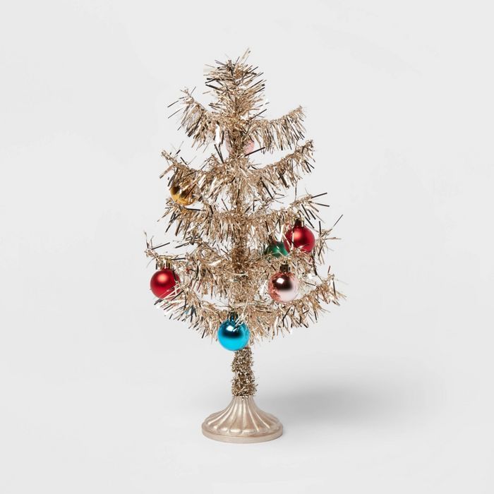 14" Artificial Christmas Tinsel Tree Gold - Opalhouse™ | Target