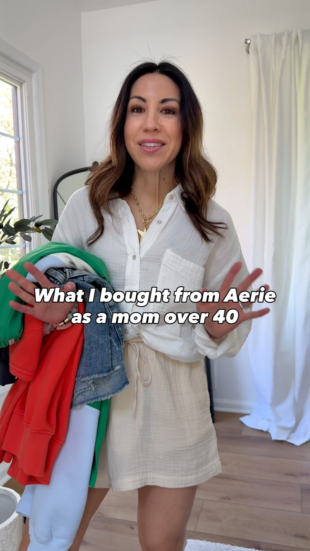 Code: TAMMY20. Oh happy day! I've got a code for @Aerie and the cutest new spring outfits in this Aerie haul. New pants, denim shorts, sets and all the comfy mom on the go looks. Use my stackable code TAMMY20 for 20% off sitewide (excludes clearance and 3rd party) thru 4/25! #AeriePartner #AerieREAL #aerie #ad 

Shorts small. Wide leg pants small short. Green pants Xs short. Denim shorts small. Orange sweatshirt XS. Tee/tank small. Gauze top small. Zip up small. Taupe sweatshirt small but need XS. Blue sweatshirt small. Joggers XS short. 

Aerie 

#LTKxAerie #LTKPetite #LTKSaleAlert
