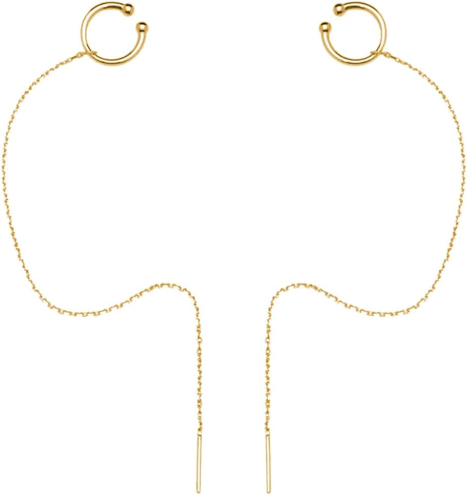 SLUYNZ 925 Sterling Silver Cuff Chain Earrings Wrap Tassel Earrings for Women Crawler Earrings | Amazon (US)