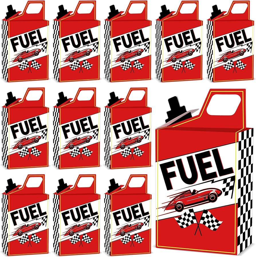 12PCS Race Car Fuel Can Treat Boxes Racing Birthday Party Supplies Black And White Checkered Flag... | Amazon (US)