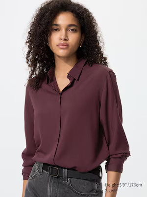 UNIQLO Women's Rayon Blouse, Light Blue, Medium | UNIQLO (US)