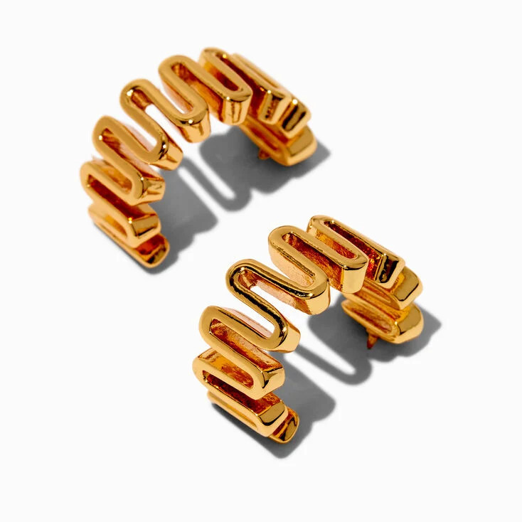 C LUXE by Claire's 18k Yellow Gold Plated Squiggle Hoop Earrings | Claire's (UK)