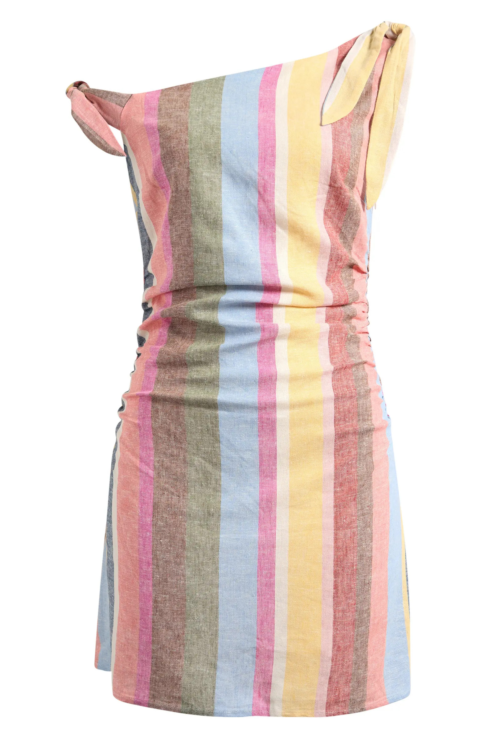WAYF x Hannah Lovey Porter Bahia Stripe One-Shoulder Linen Blend Minidress | Nordstrom | Nordstrom