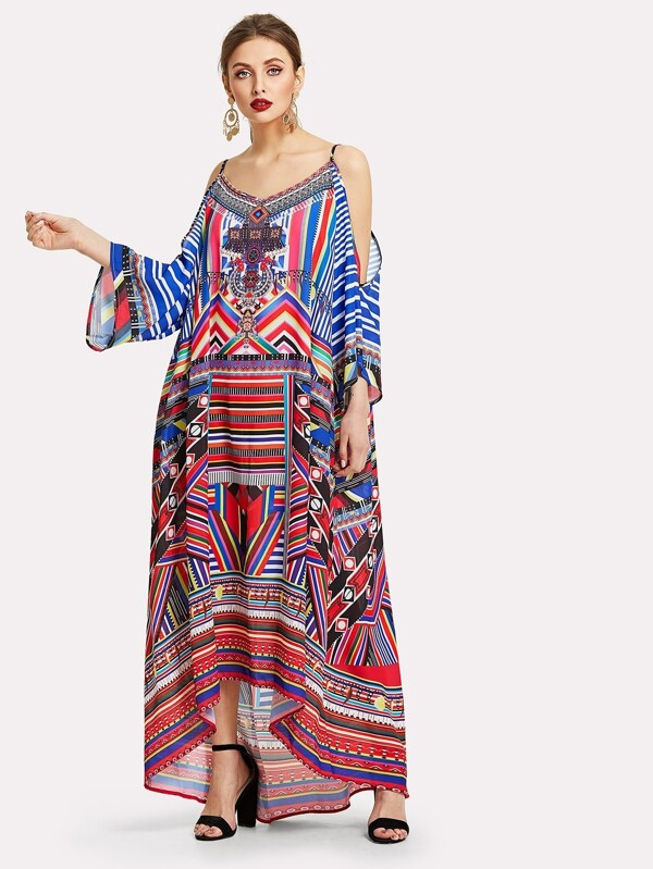 Cold Shoulder Geo Print Tent Dress | SHEIN