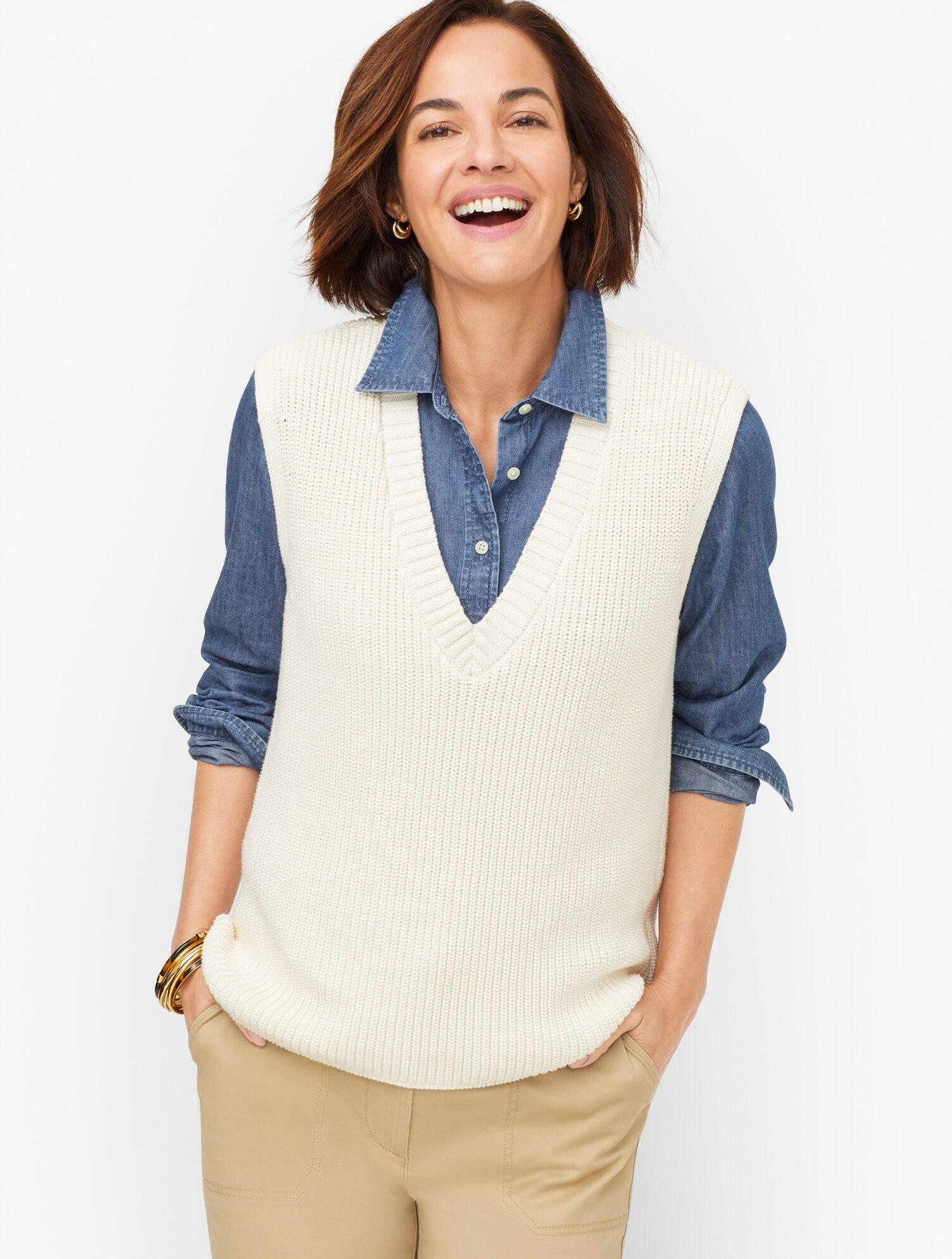 Shaker Stitch Vest | Talbots
