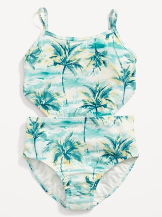 Patterned Cut-Out-Waist One-Piece Swimsuit for Girls | Old Navy (US)