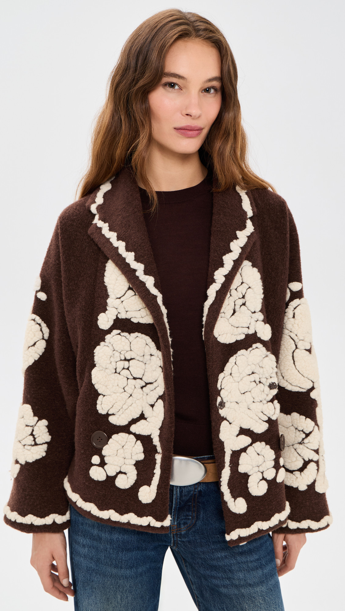 FARM Rio Flowers Brown Coat Flowers Brown XXS | Shopbop