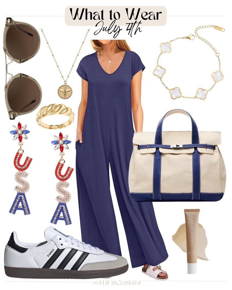 For those of us skipping the stars-and-stripes tee… 😍 This navy jumpsuit with classic sneakers is effortless, comfortable, and perfect for celebrating all day.

#LTKSeasonal #LTKgrwm #LTKootd