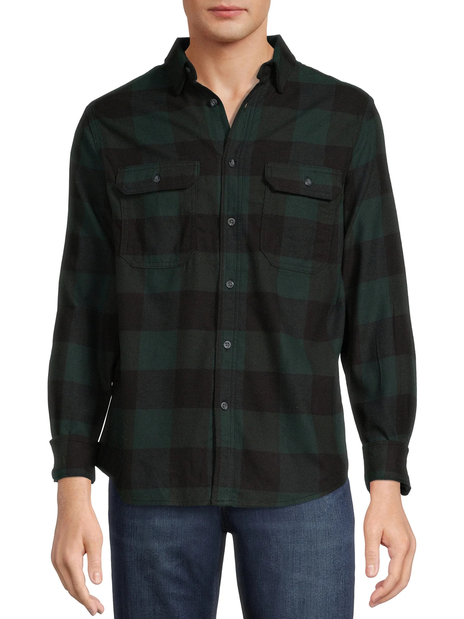 George Men's Long Sleeve Flannel Shirt - Walmart.com | Walmart (US)