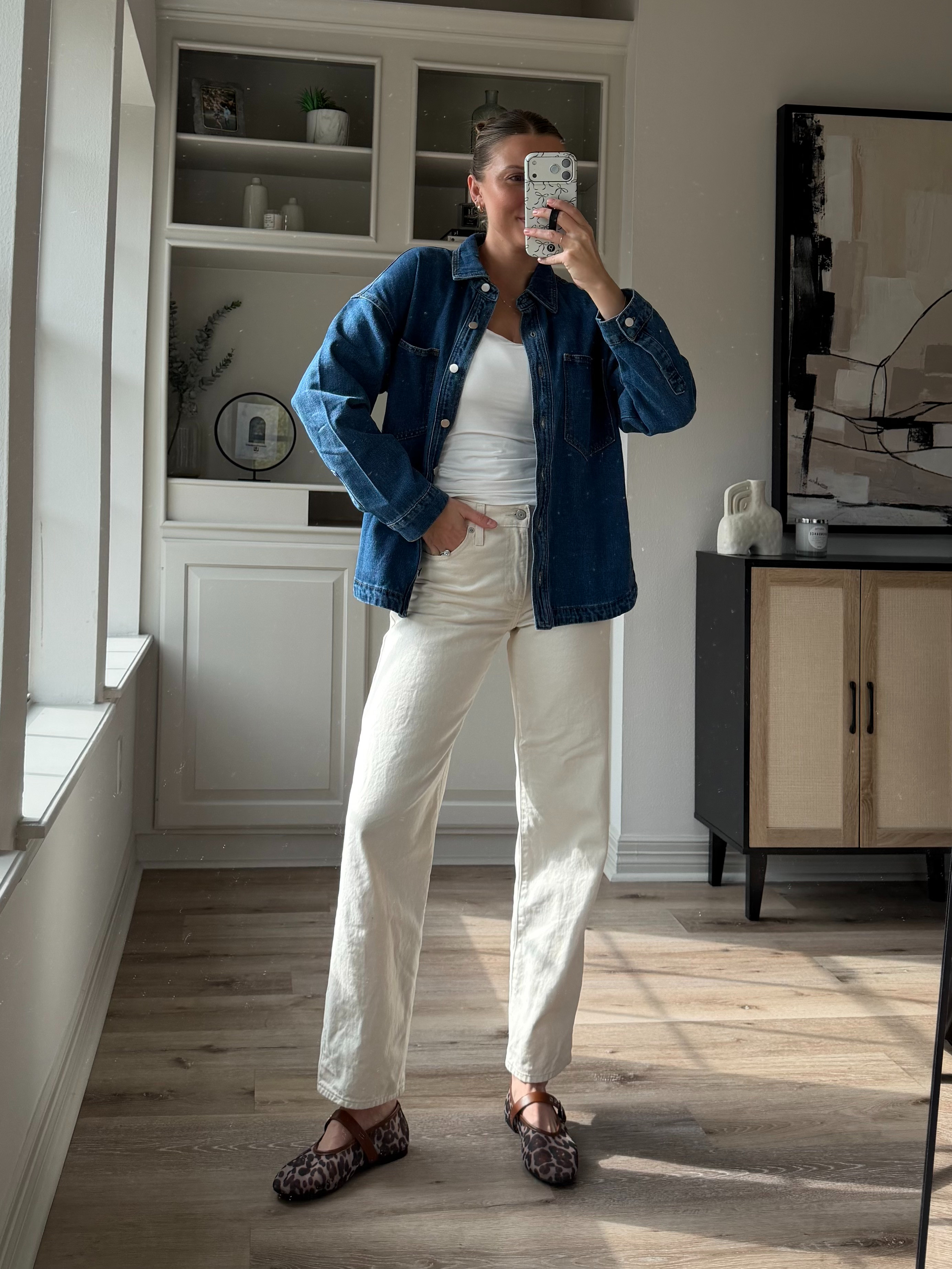 Loving this oversized denim shirt! Wearing S in denim shirt + white tank, 26 in denim   

 #LTKootd #LTKFindsUnder50 #LTKFindsUnder100