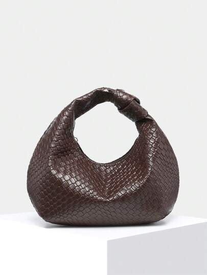 1pc Women Vintage Casual Faux Mohair & Leopard Leatherette Handheld Underarm Bag, Suitable For Ou... | SHEIN