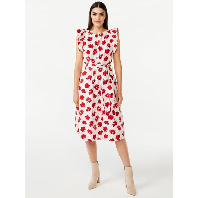 Free Assembly Women's Ruffle Sleeve Midi Dress | Walmart (US)