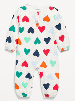 Long-Sleeve Waffle-Knit Henley One-Piece for Baby | Old Navy (US)