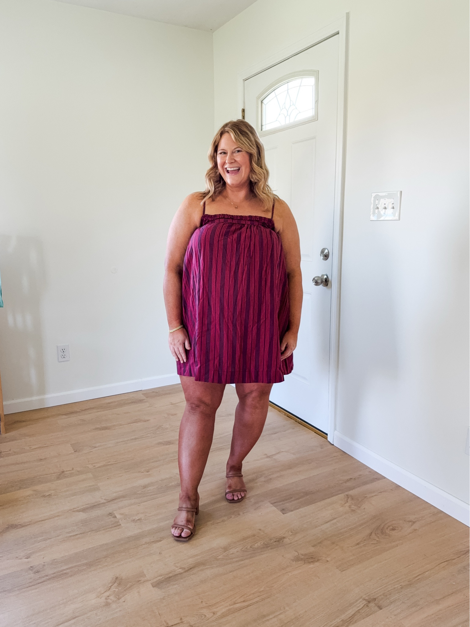 Wearing an XL in this dress - so cute and I love the maroon stripes! Perfect for the 4th of July and bump friendly.

#LTKMidsize #LTKBump #LTKSeasonal