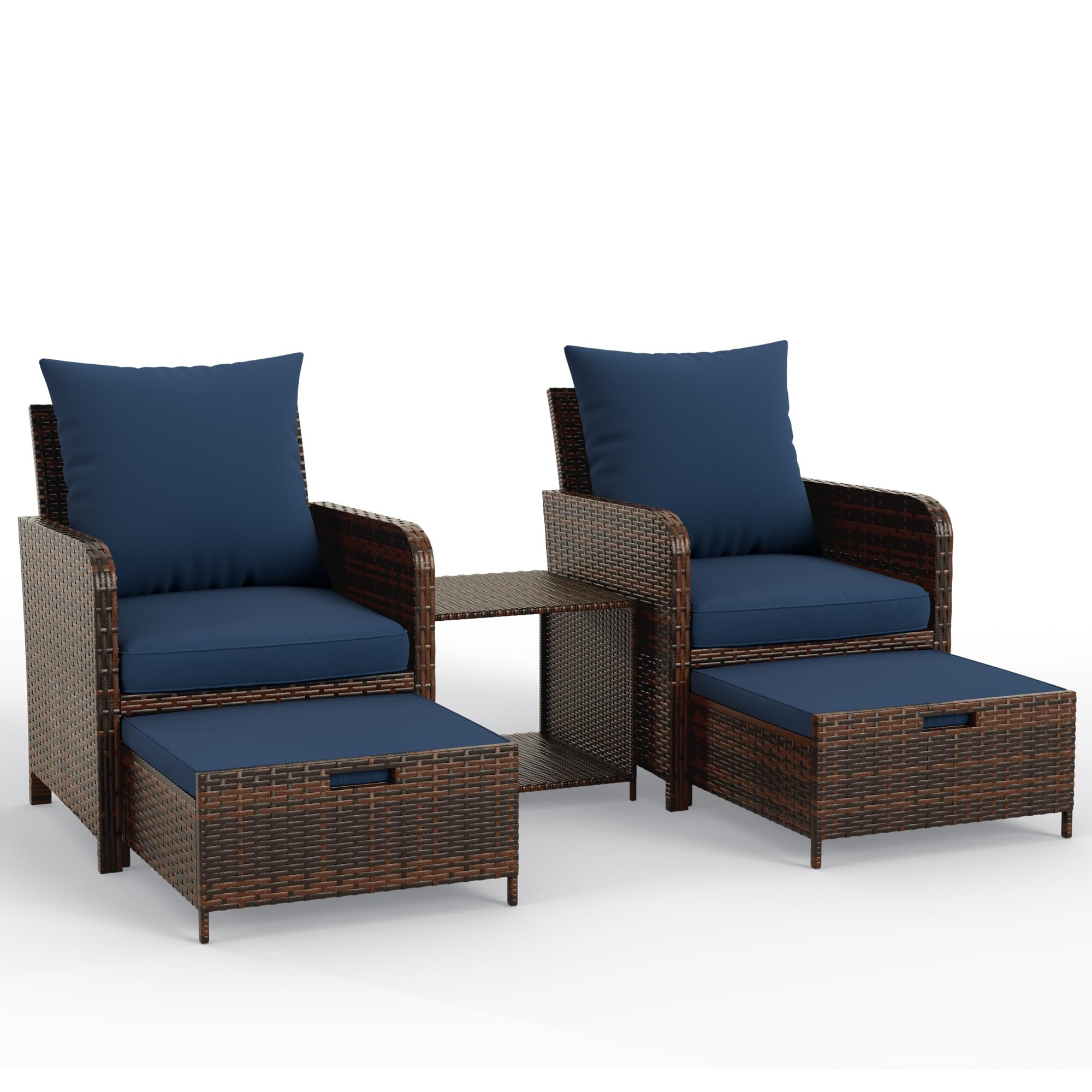 UDPATIO Balcony Furniture Patio Chairs with Hidden Ottoman 5 Piece Patio Furniture Set with Side ... | Amazon (US)