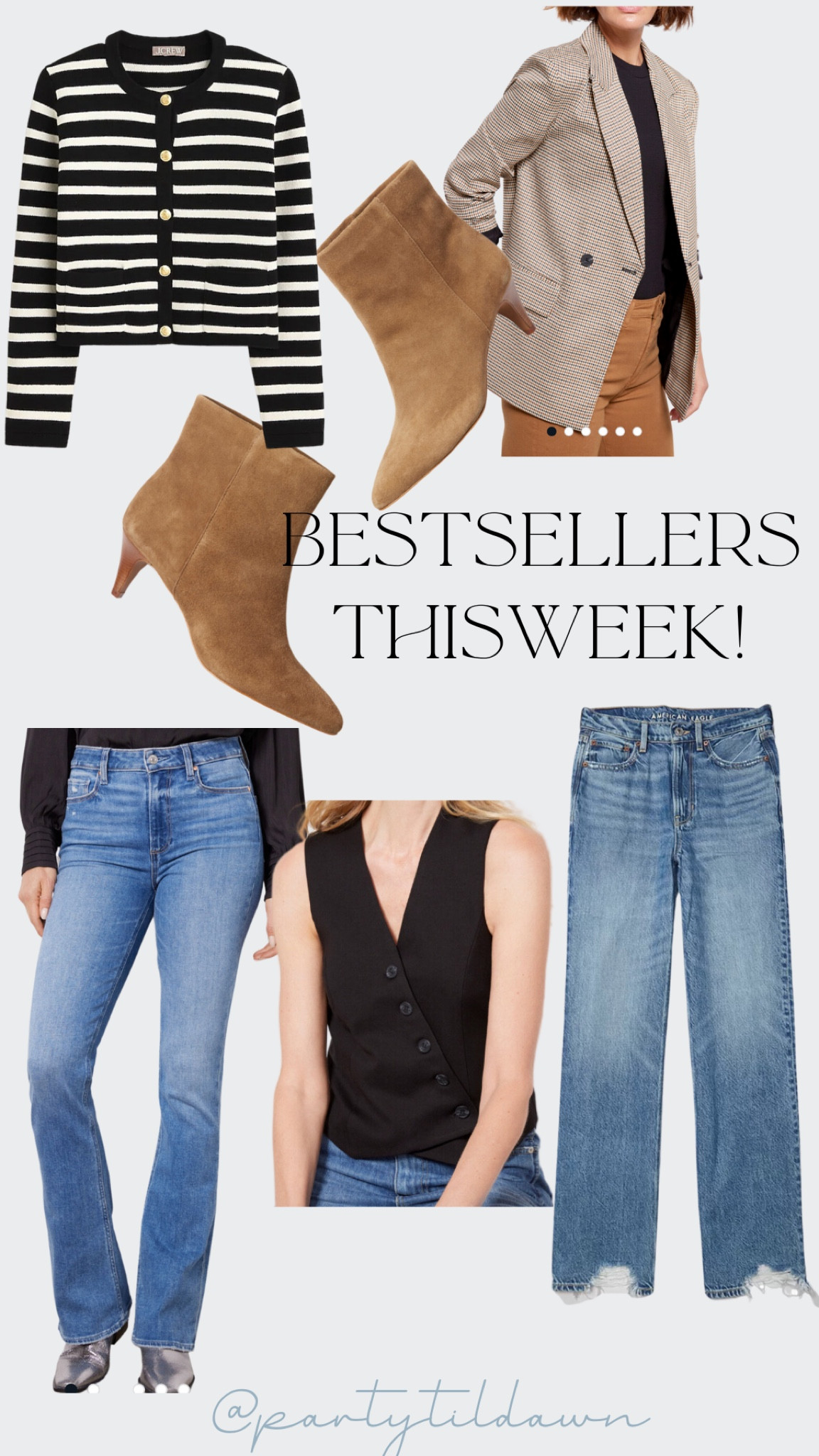 This weeks best sellers!!

Evereve, fall boots, american eagle jeans, plaid blazer, vest, lady jacket JCrew 

#LTKover40 #LTKstyletip #LTKSeasonal
