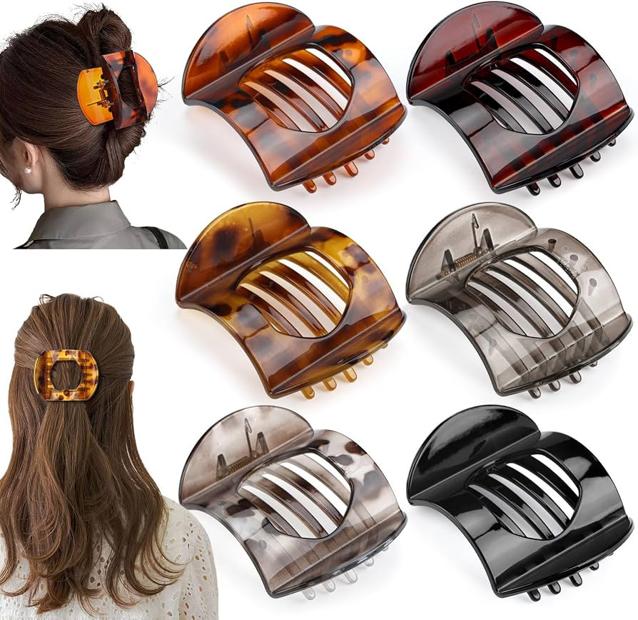 6 Pack Large Flat Hair Clips for Women Girls, Strong Hold French Claw Clips for Thin Hair, Minima... | Amazon (US)