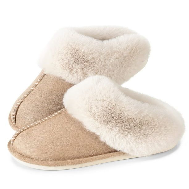 Womens Slippers Cozy Warm Winter Slip On House Shoes Fluffy Soft Memory Foam Comfy Faux Fur Plush... | Walmart (US)