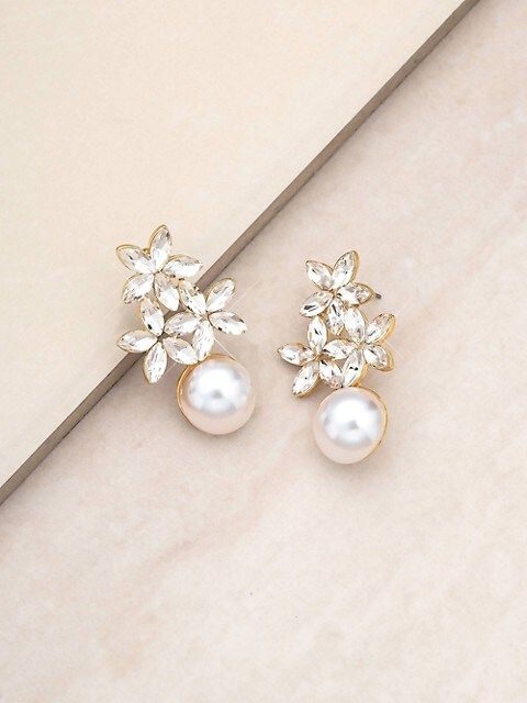 Best Day 18K-Gold-Plated, Crystal, & Acrylic Pearl Drop Earrings | Saks Fifth Avenue
