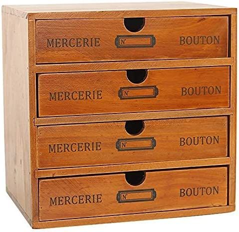 Baffect Desktop Wooden Organizer, Drawers Desk Storage Box, Rustic Wood Drawer with Vintage Desig... | Amazon (US)