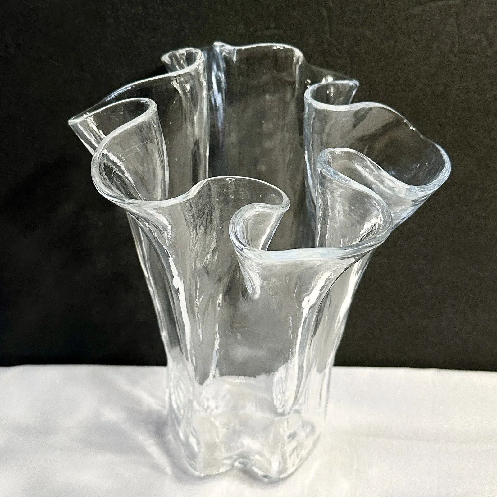 Hand Blown Vase Ruffle Handkerchief Glass Muurla Finland MCM 8.25” Vtg  | eBay | eBay US