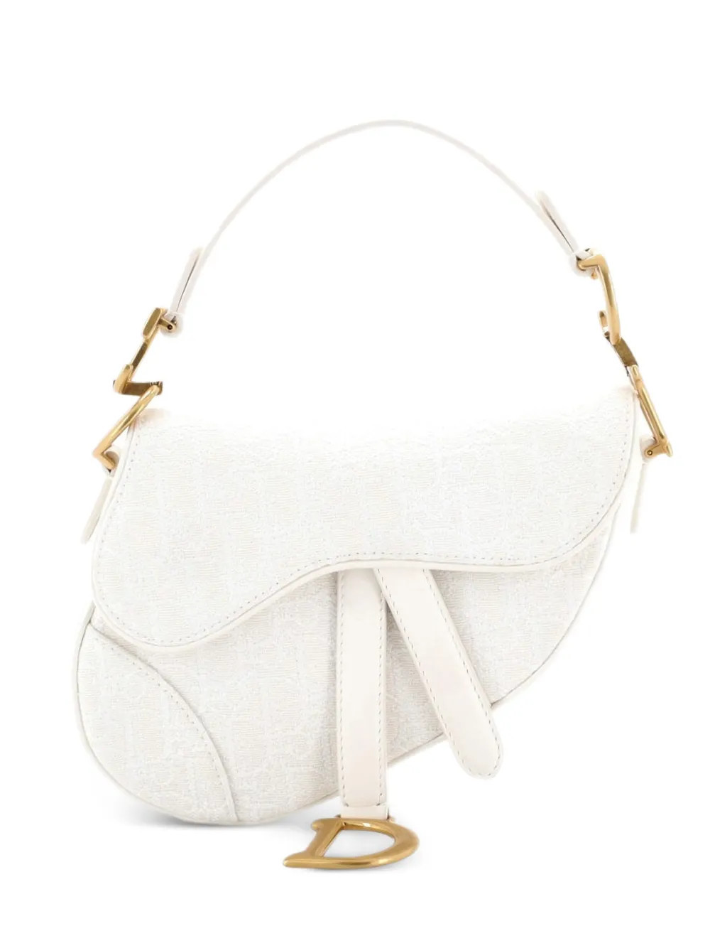 Christian Dior Pre-Owned Saddle Handbag Oblique Canvas Mini shoulder bag - White | Farfetch Global