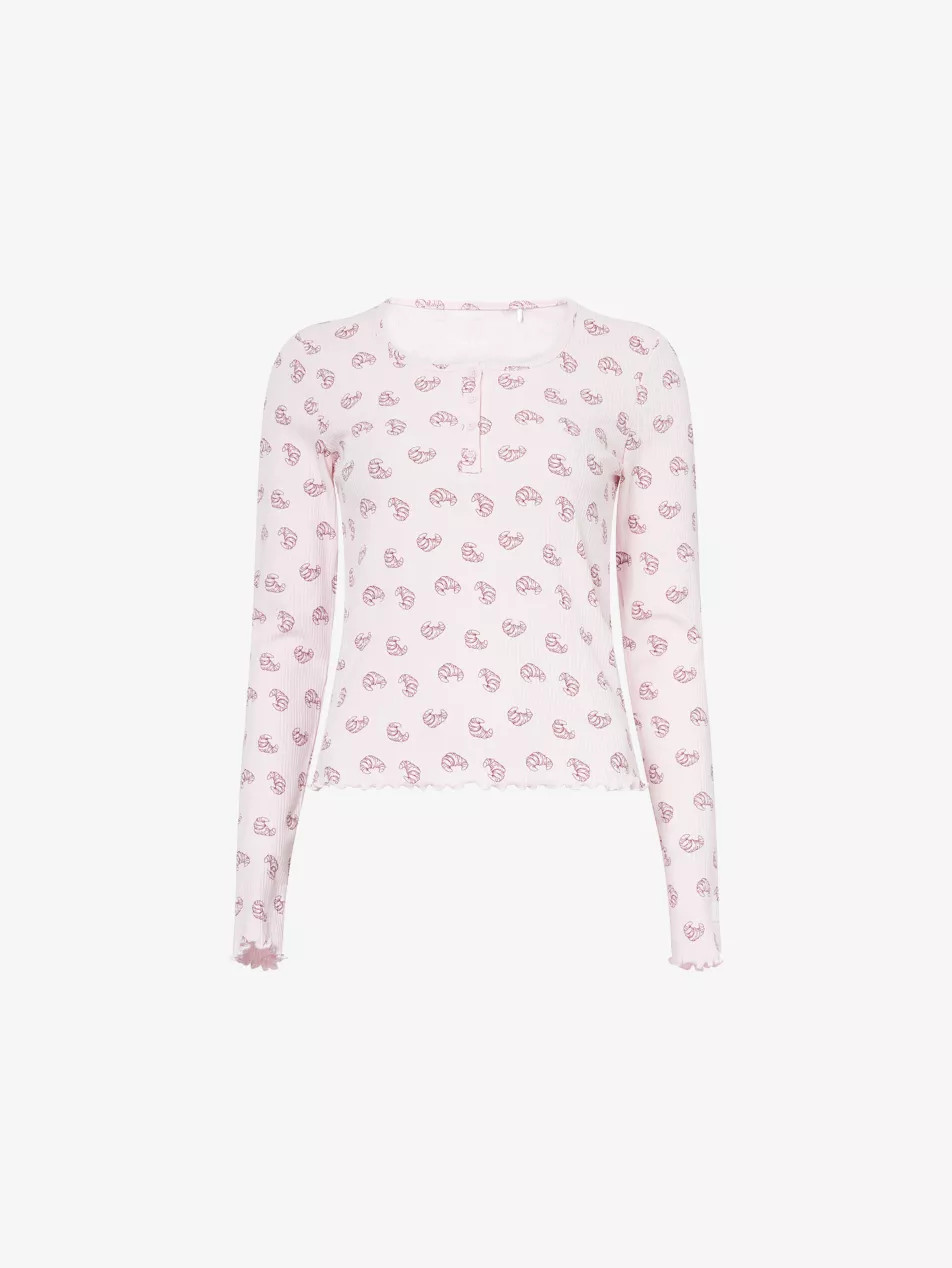 Henley Long-Sleeves Stretch-Cotton Pyjama Top | Selfridges