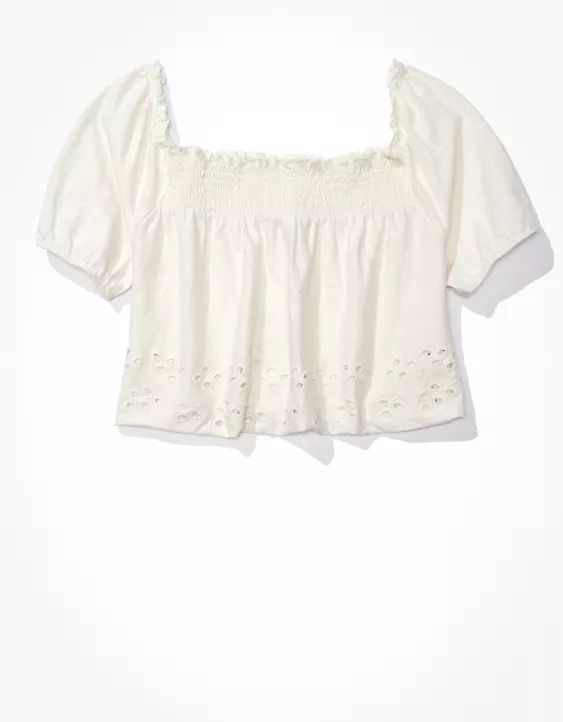 AE Puff-Sleeve Eyelet Tee | American Eagle Outfitters (US & CA)