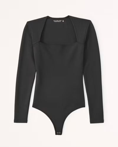 Women's Long-Sleeve Ponte Squareneck Bodysuit | Women's Tops | Abercrombie.com | Abercrombie & Fitch (US)
