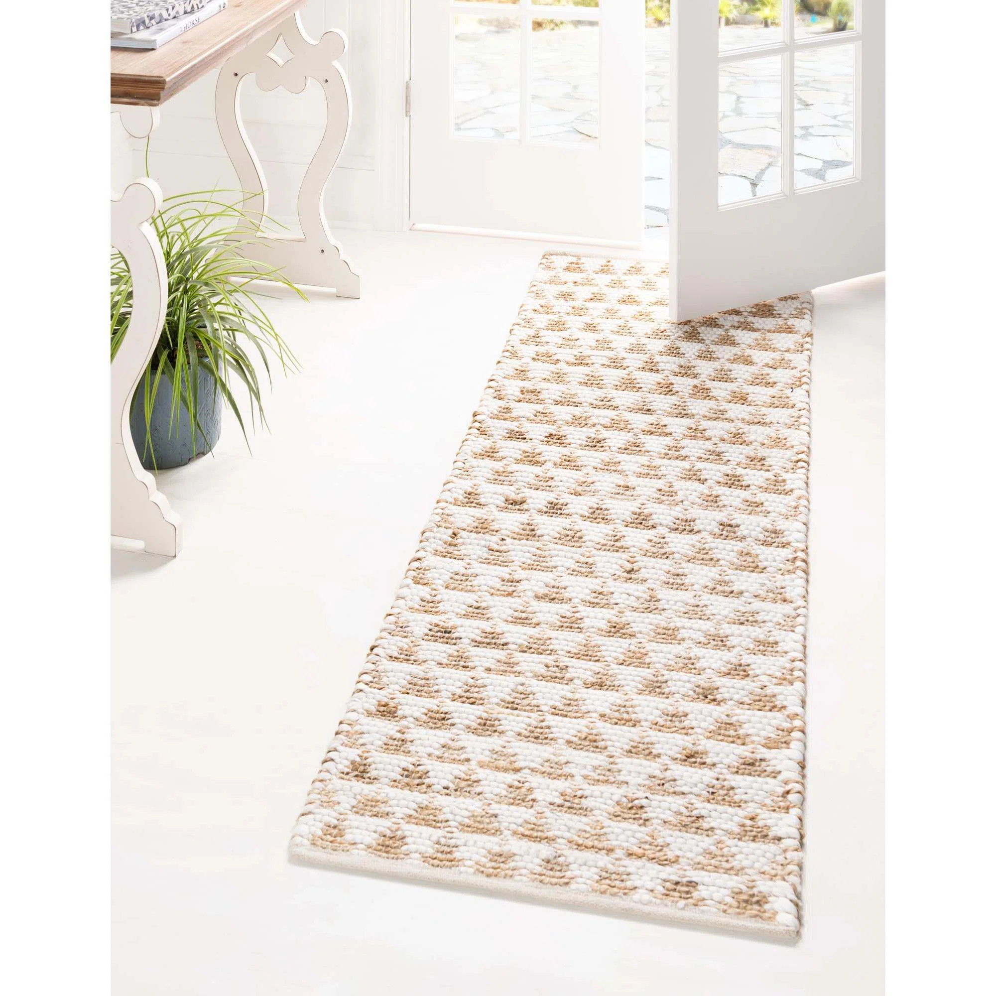 Anner Geometric Hand-Woven Flatweave Jute/Cotton Brown/Beige Area Rug | Wayfair North America