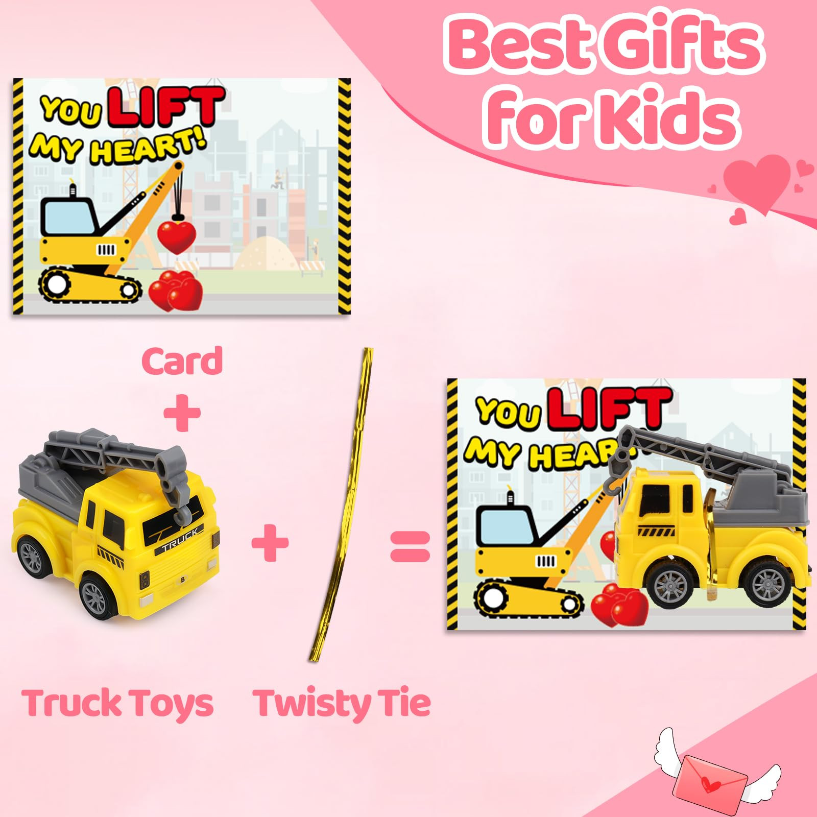24 Pack Construction Trucks Valentines Day Gifts for Kids School Classroom Funny Pull Back Cars V... | Amazon (US)