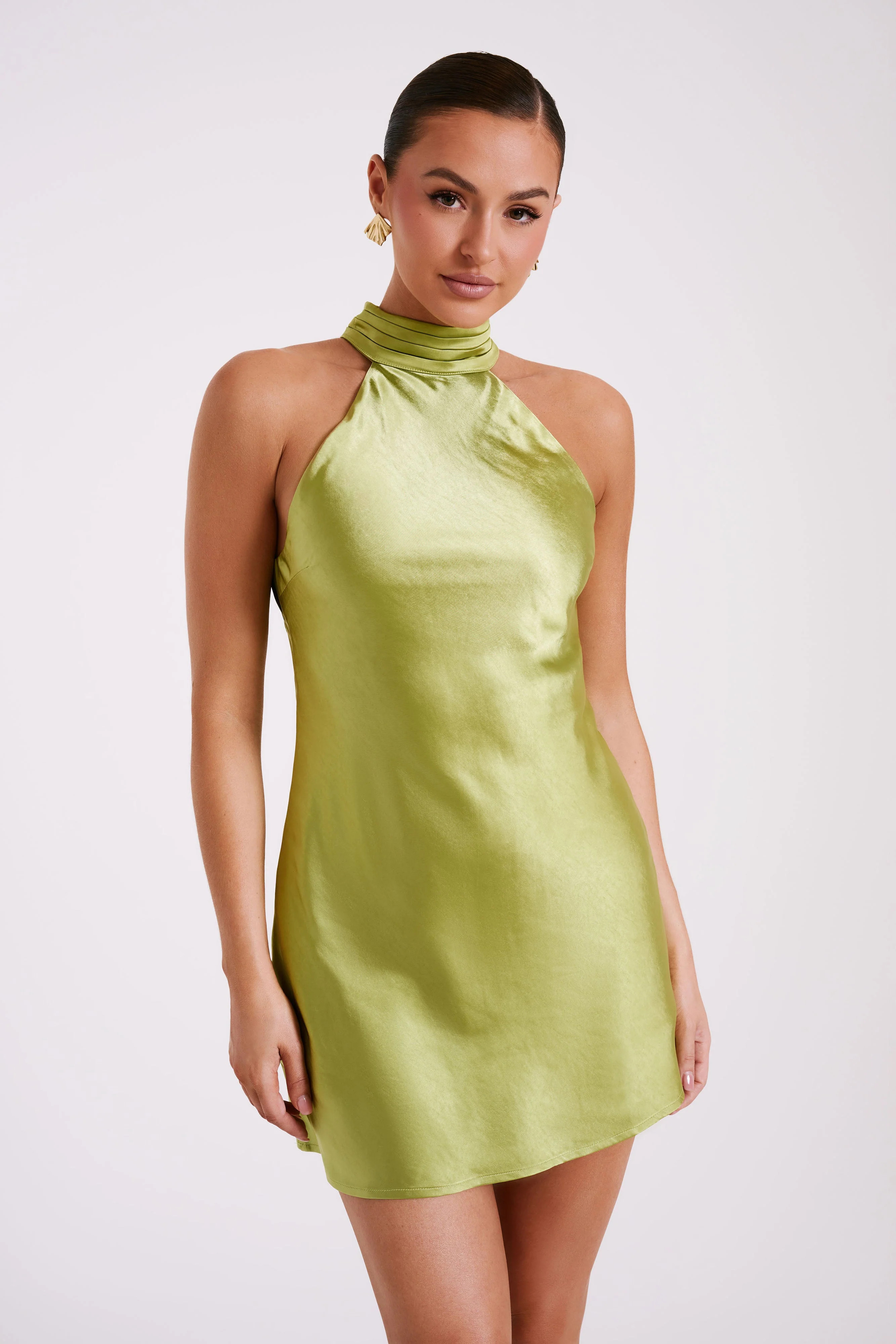 Claire A Line Mini Dress - Parakeet Green | MESHKI US